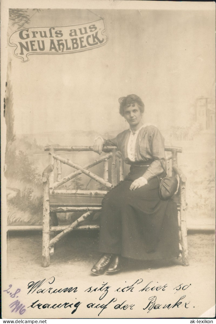 Ansichtskarte  Gruss Aus Neu Ahlbeck Frau Auf Birkenbank 1909 - People