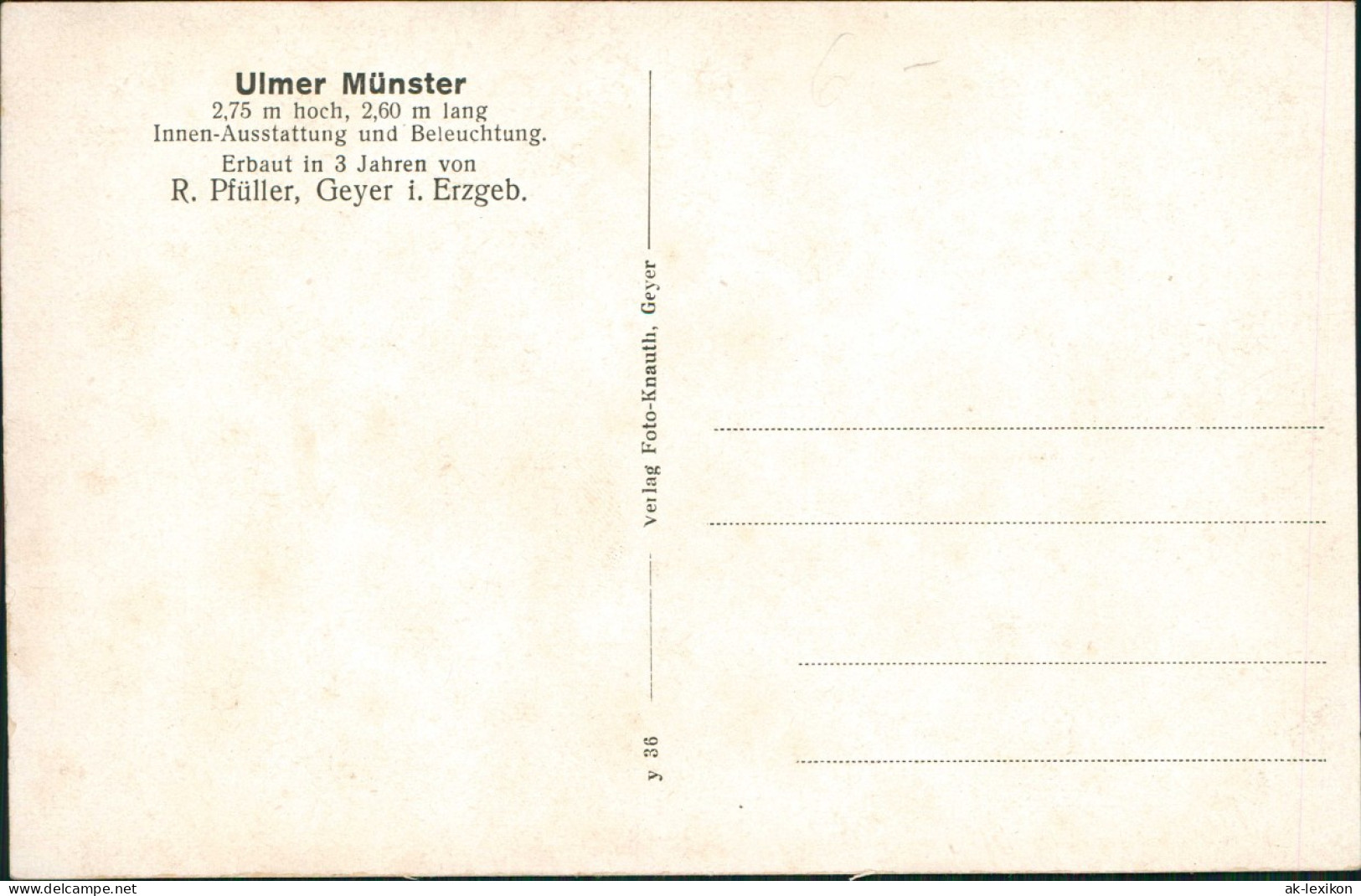 Ulm A. D. Donau Münster (Modell) Erbaut Von R. Pfüller Geyer Erzgebirge 1930 - Ulm