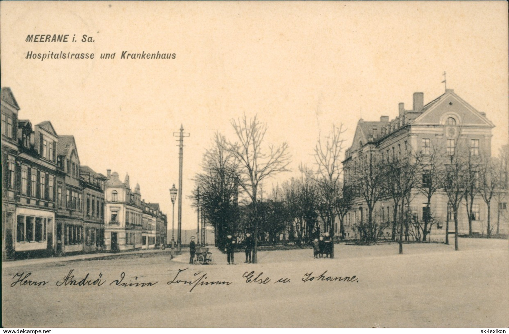 Ansichtskarte Meerane Hospitalstrasse Und Krankenhaus 1909 - Meerane