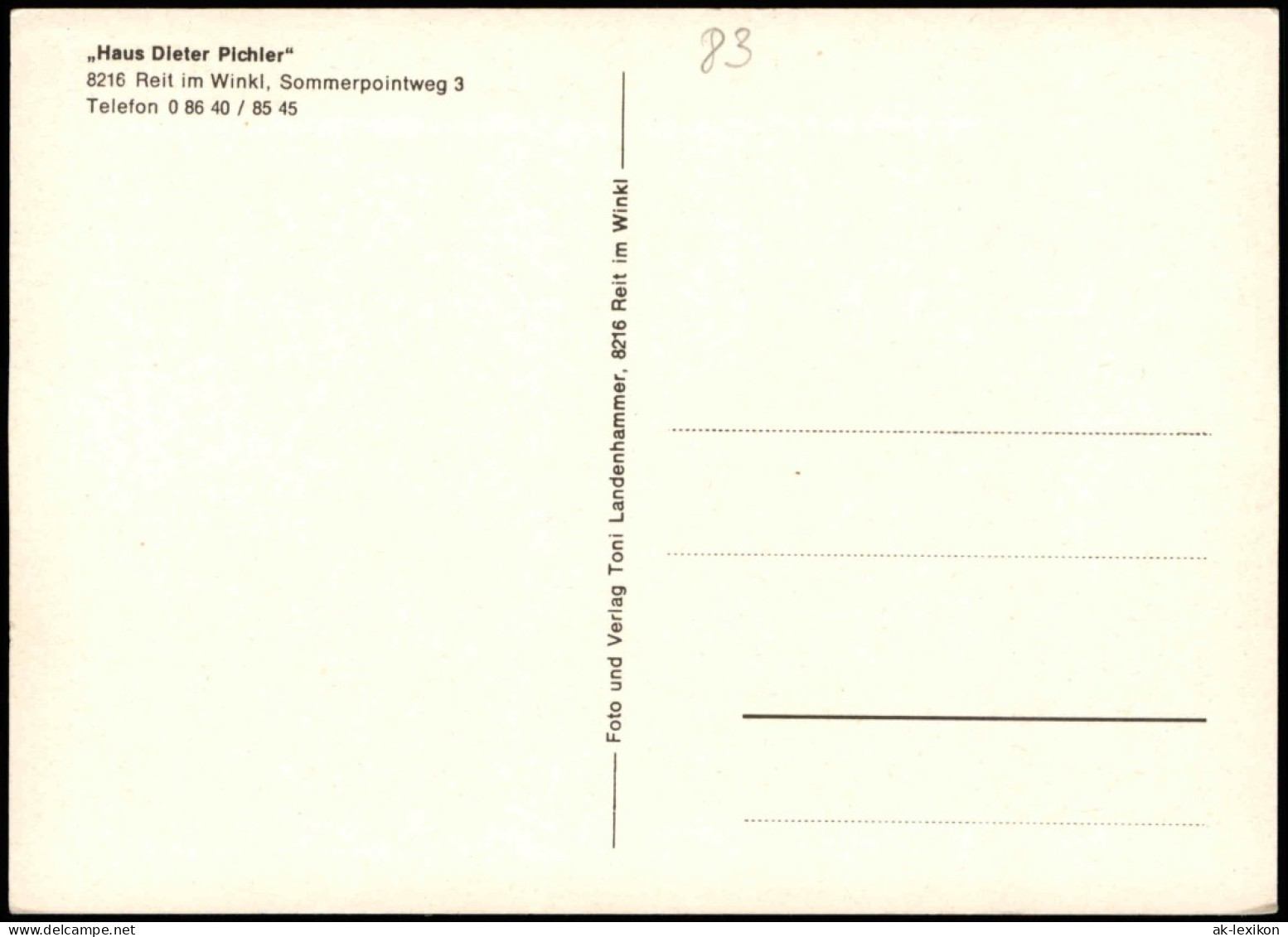 Ansichtskarte Reit Im Winkl ,,Haus Dieter Pichler" 1978 - Reit Im Winkl