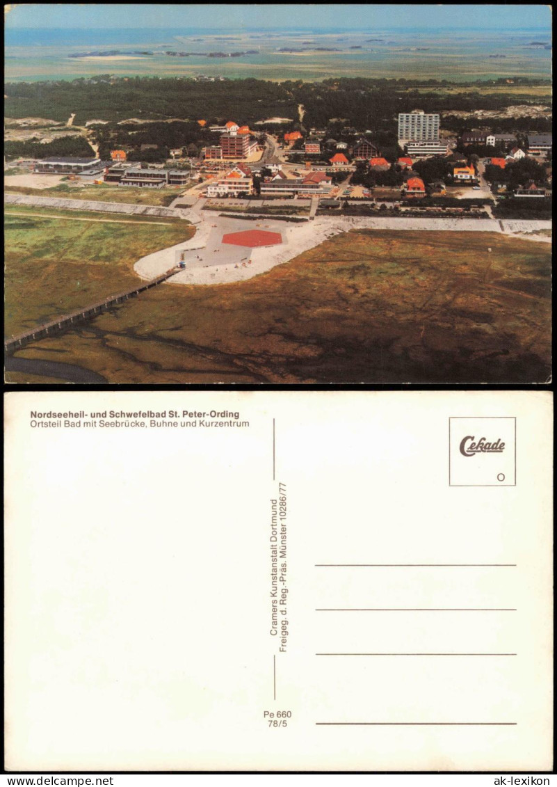 St. Peter-Ording Luftbild Ortsteil Bad Mit Seebrücke, Buhne Und Kurzentrum 1978 - Autres & Non Classés