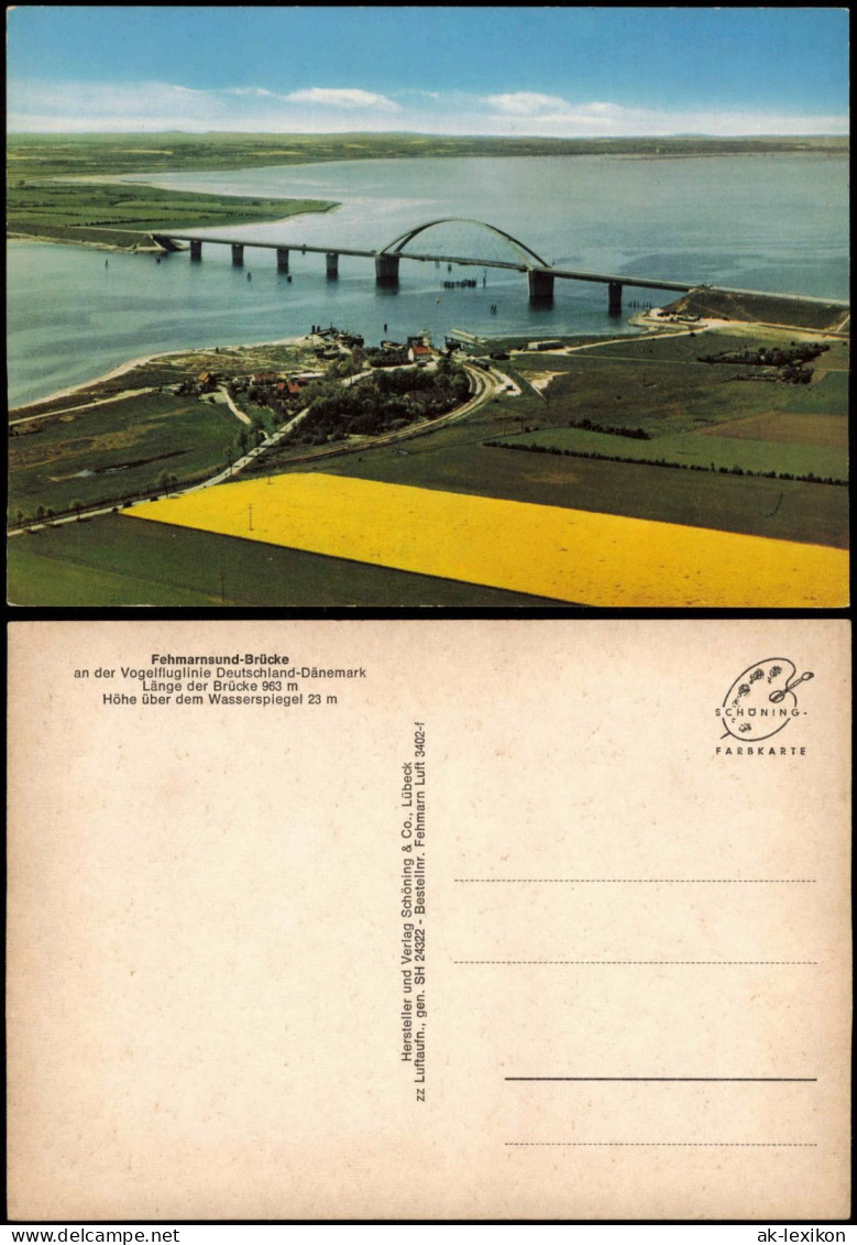 Fehmarn (Insel) Fehmarnsund-Brücke Vom Flugzeug Aus, Luftaufnahme 1970 - Autres & Non Classés