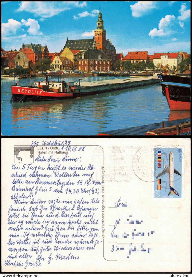Leer (Ostfriesland) Hafen Mit Rathaus, Schiff Frachtschiff SEYDLITZ 1988 - Leer