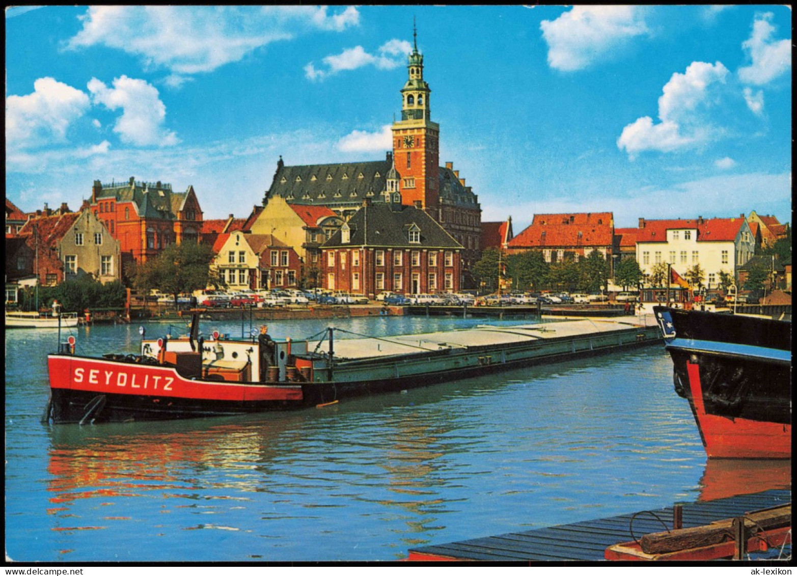 Leer (Ostfriesland) Hafen Mit Rathaus, Schiff Frachtschiff SEYDLITZ 1988 - Leer