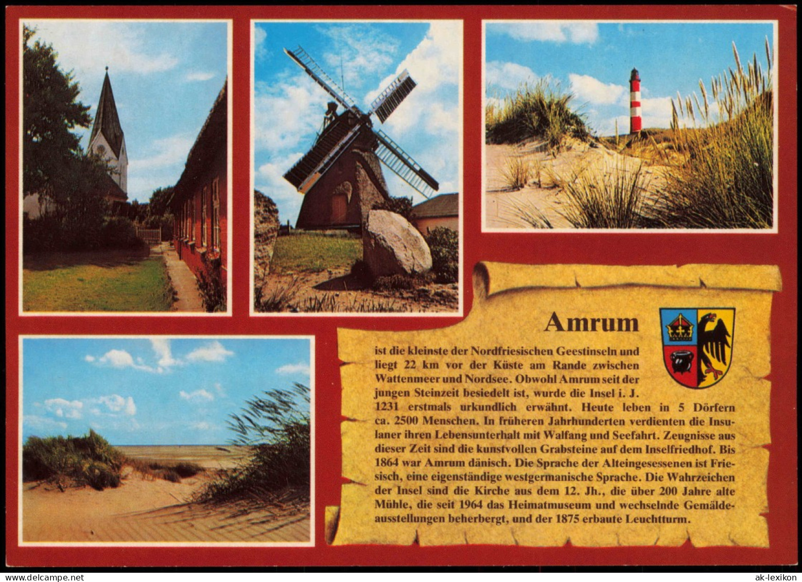 Föhr-Amrum AMRUM (Nordseeinsel Föhr) Chronik-Mehrbildkarte 1980 - Autres & Non Classés