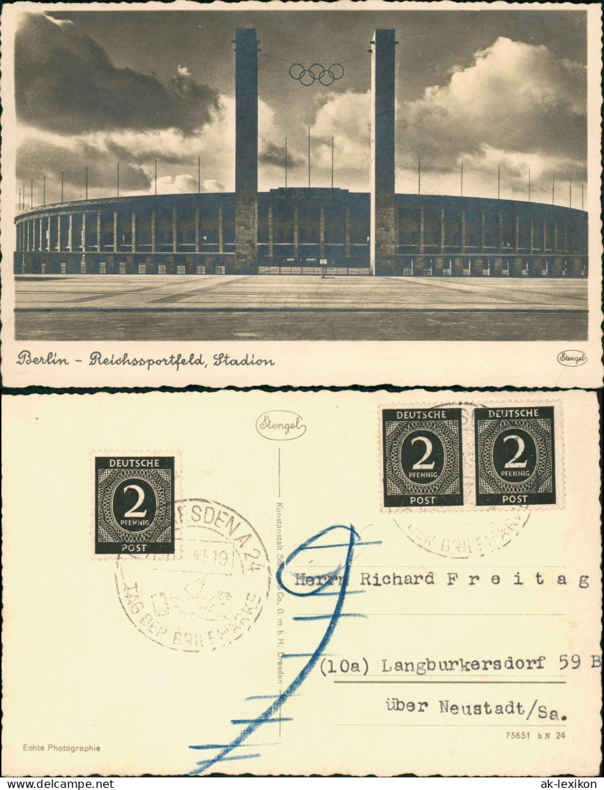 Ansichtskarte Berlin Olympiastadion / Reichssportfeld 1936  Gel 1947 - Other & Unclassified