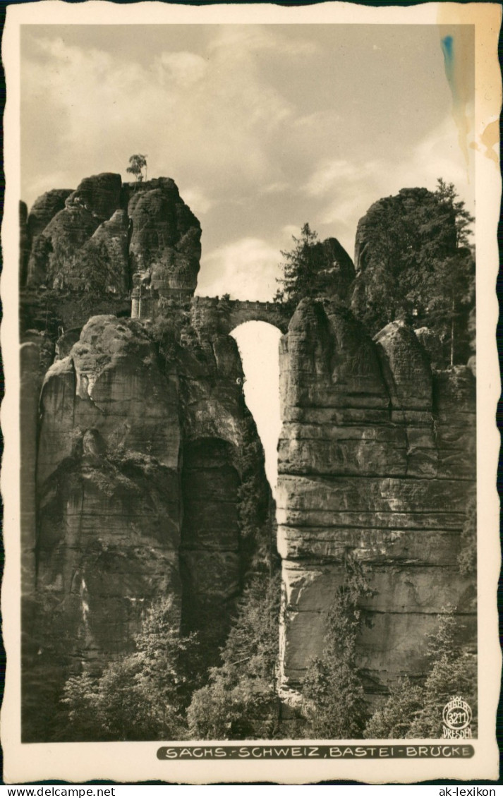 Ansichtskarte Rathen Blick Auf Die Basteibrücke 1936 Walter Hahn:3211 - Rathen