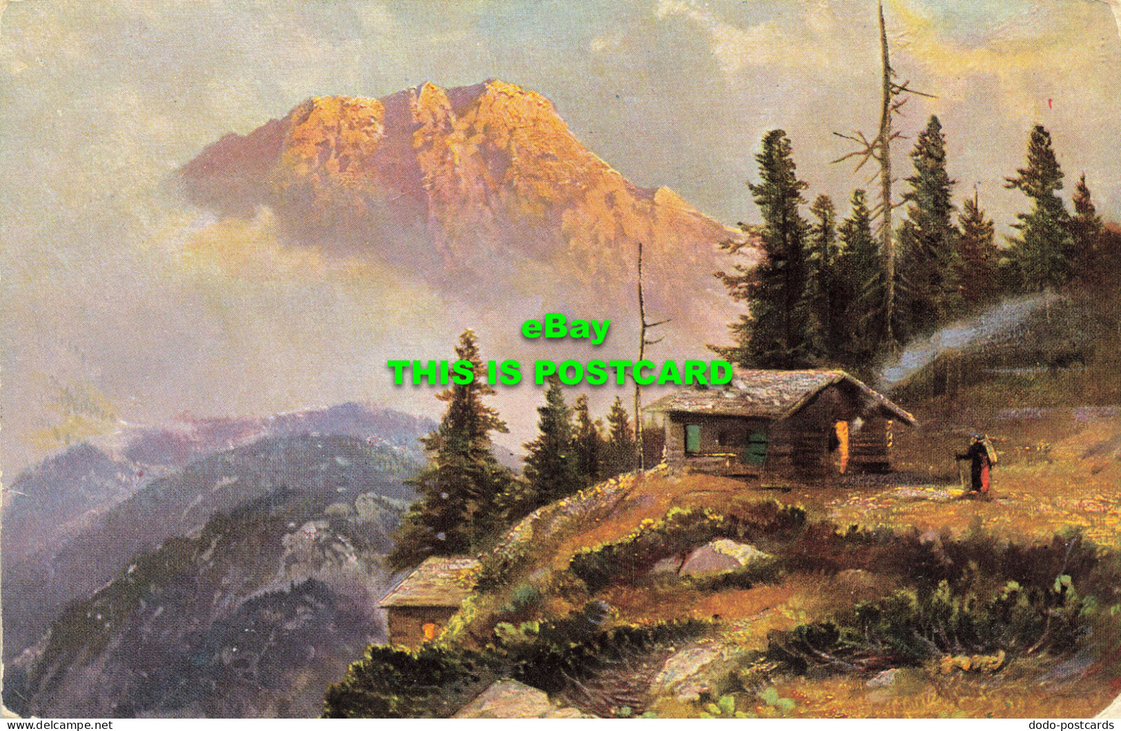 R568756 Unknown Place. Mountains. House. Nature. Painting. 1905 - World