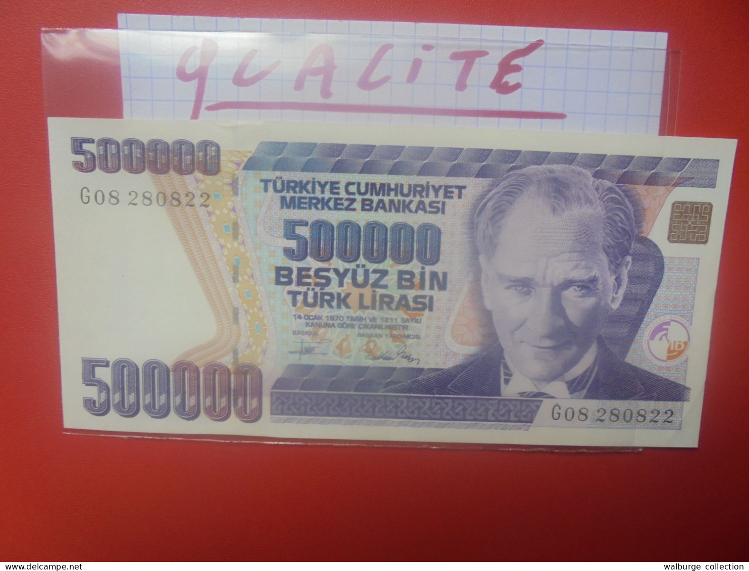 TURQUIE 500.000 LIRA 1970 (93) Préfix "G" Peu Circuler Presque Neuf (B.33) - Turkije