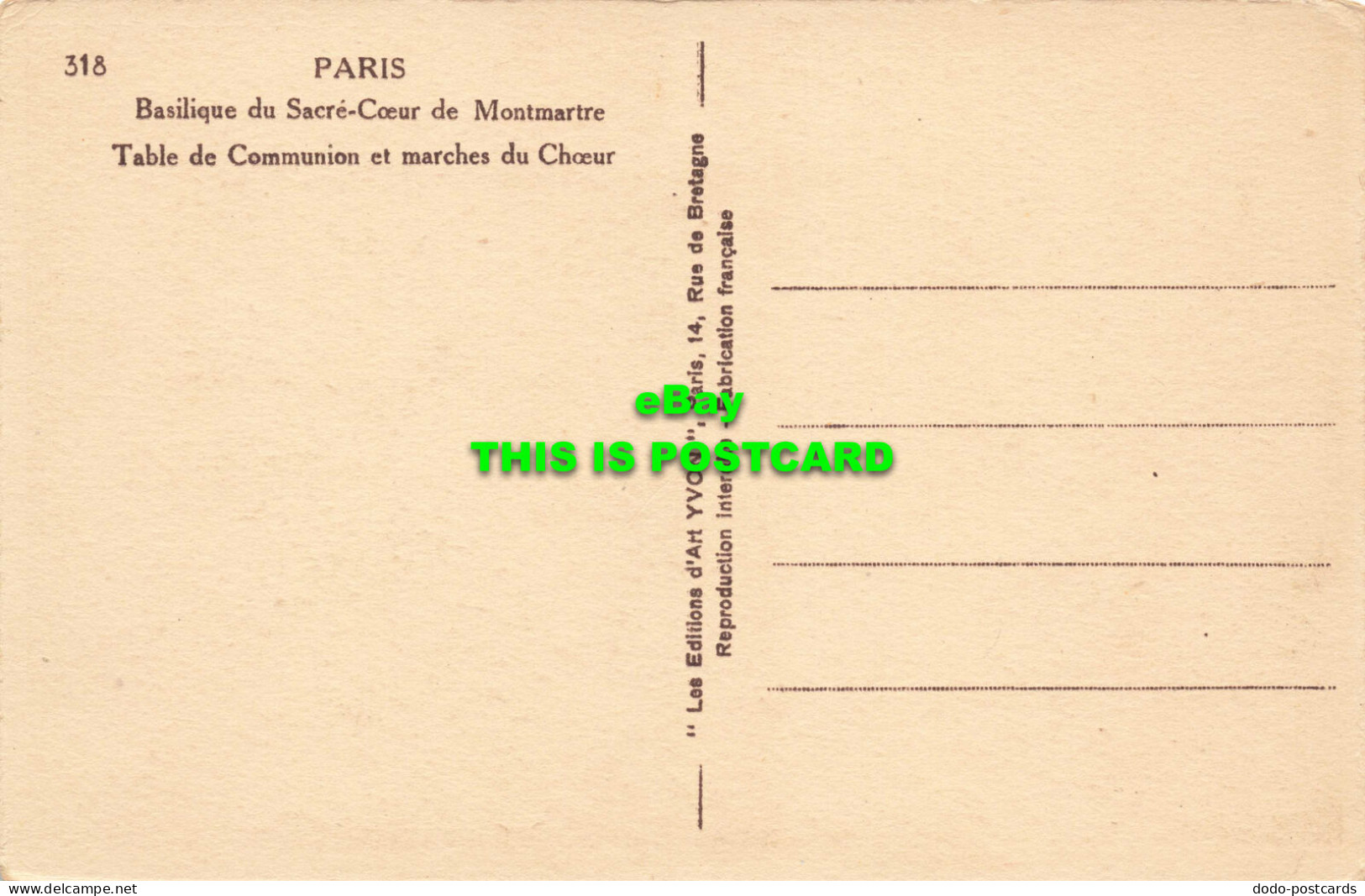 R568120 318. Paris. Basilique Du Sacre Coeur De Montmartre. Table De Communion E - Mundo