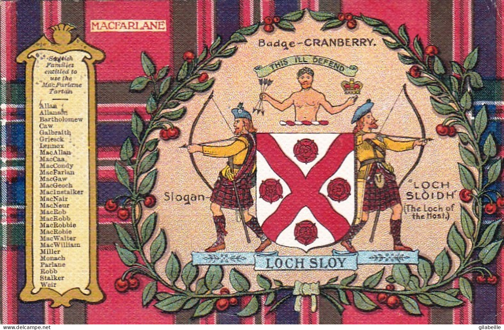 Ecosse - Scottish Entitled To Use The Families Mac Farlane Tartan - Badge Cranberry - Loch Sloy - Otros & Sin Clasificación