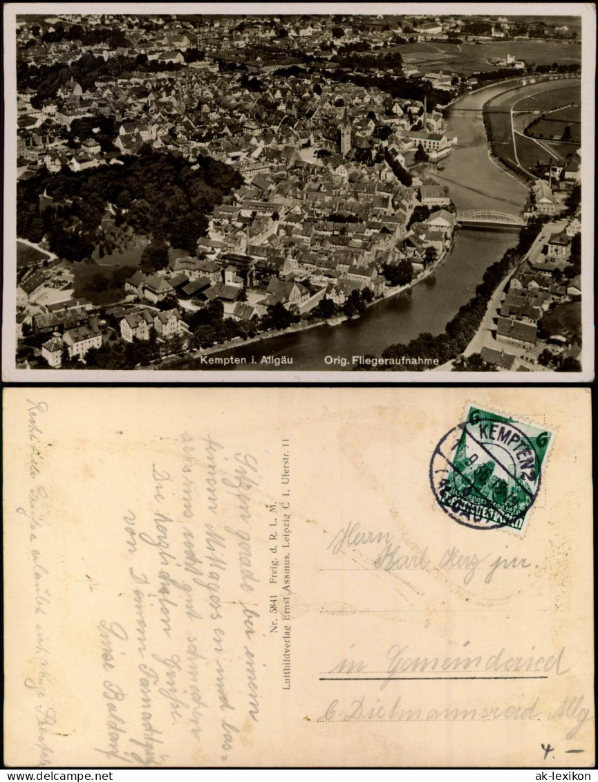 Ansichtskarte Kempten (Allgäu) Luftaufnahme Luftbild 1936 - Kempten