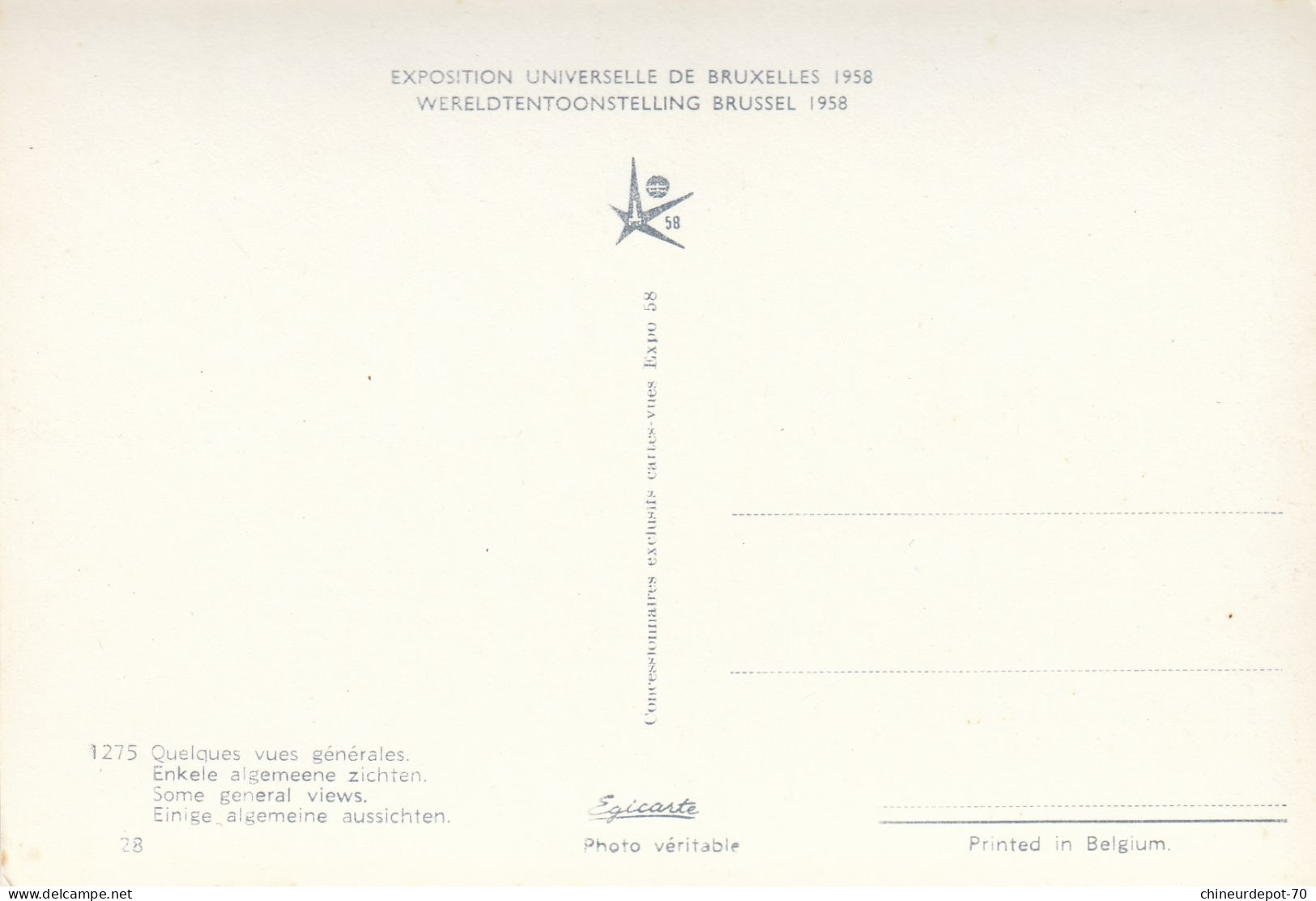 BRUXELLES  EXPOSITION DE 1958 - Brüssel (Stadt)