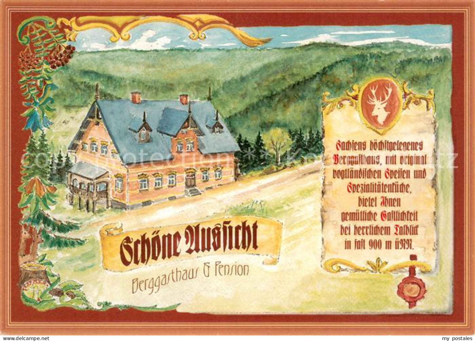 73654667 Klingenthal Vogtland Berggasthaus Pension Schoene Aussicht Zeichnung Ro - Klingenthal