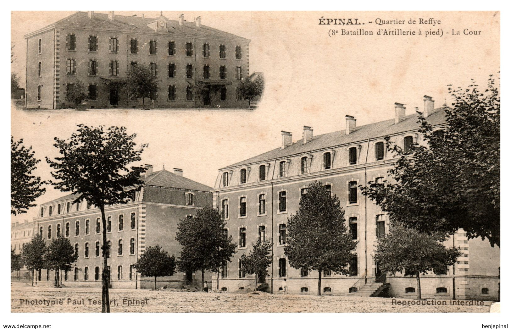 Epinal - Quartier De Reffye - 8° Bataillon D'Artillerie à Pied - La Cour (deux Vues Testart) - Epinal