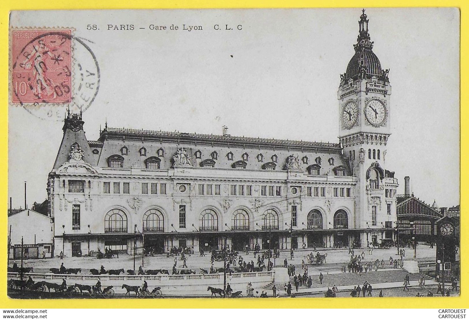 CPA PARIS - GARE DE LYON - Circulée 1905 - Transport Urbain En Surface