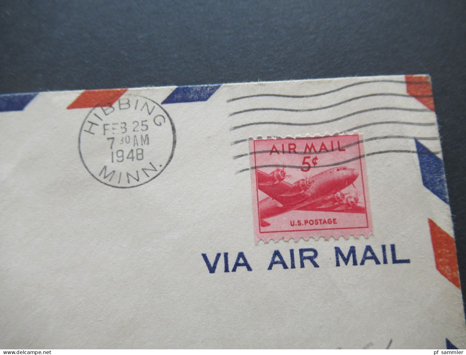 USA 1948 Air Mail US Air Mail Hibbing Minh. First Flight AM 86 / Rückseitig Stempel Milwaukee Wis. - 2a. 1941-1960 Used