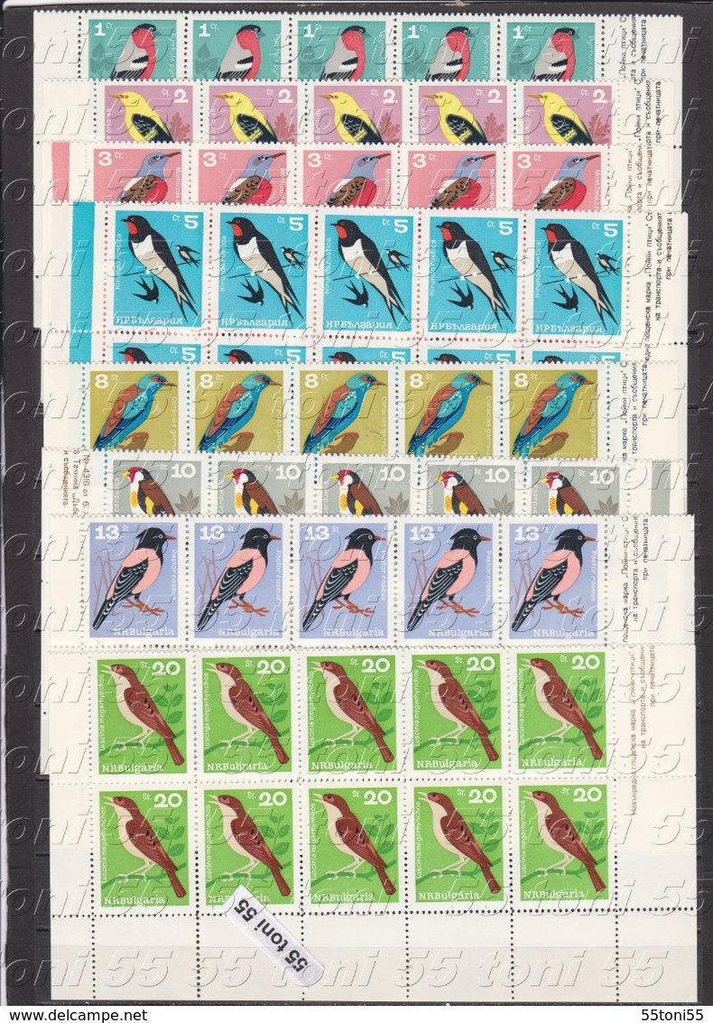 1965 Fauna - Song BIRDS 8v.- MNH  X 10  Bulgaria / Bulgarie - Unused Stamps