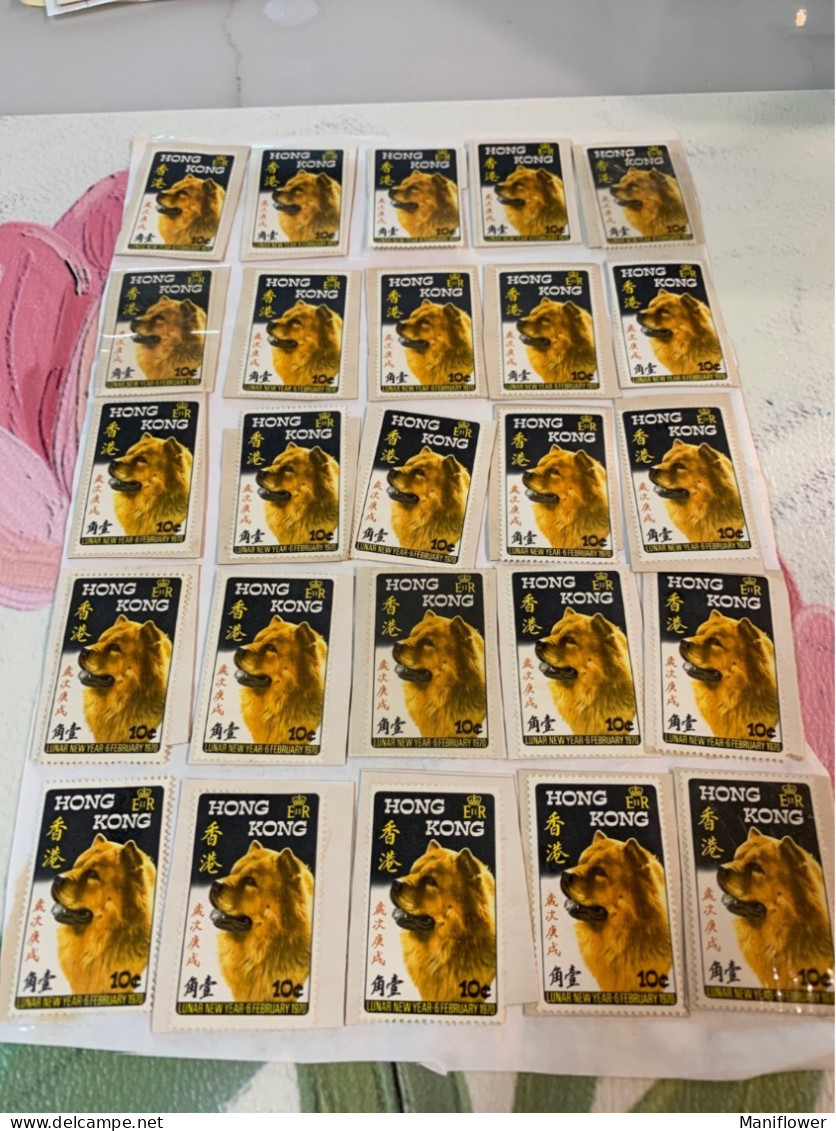 Hong Kong Stamp 1970 New Year Dog Un-used But Stick On Paper X 25 Copies - Ongebruikt