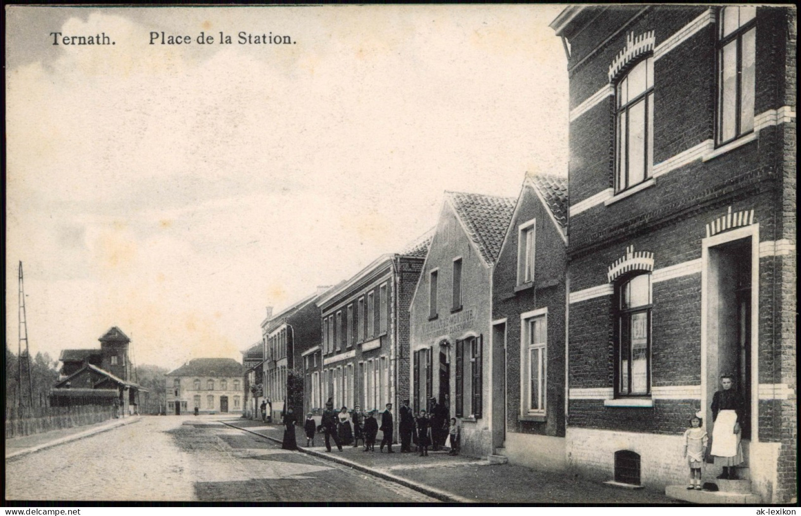 Postkaart Ternat Ternath Place De La Station. 1913 - Autres & Non Classés