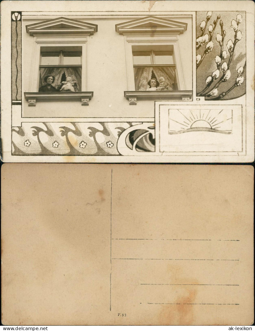 Ansichtskarte  Fotokunst Frauen Mit Kindern Schauen Aus Fenster 1912 - Unclassified