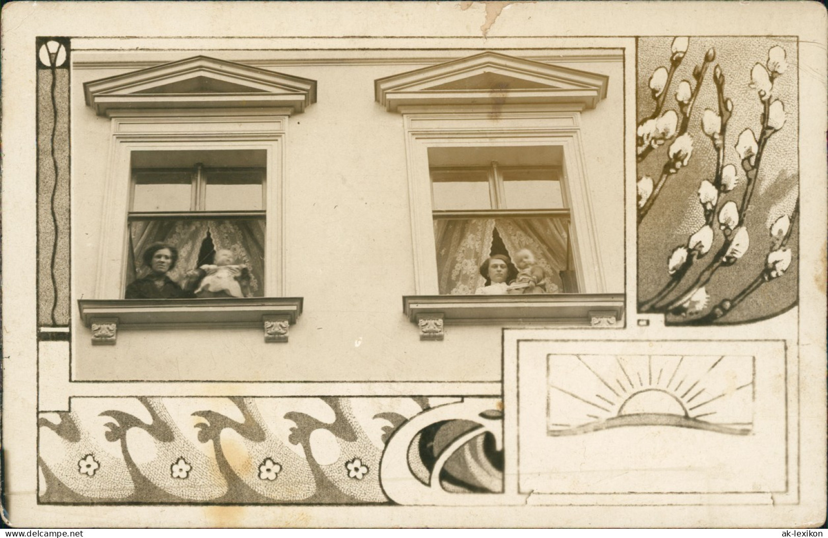 Ansichtskarte  Fotokunst Frauen Mit Kindern Schauen Aus Fenster 1912 - Unclassified