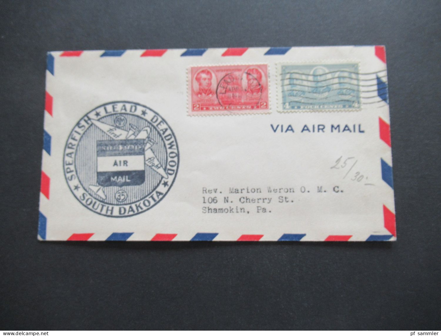 USA 1938 Air Mail US Air Mail First Flight AM 35 Spearfish Lead Deadwood South Dakota - 1c. 1918-1940 Covers