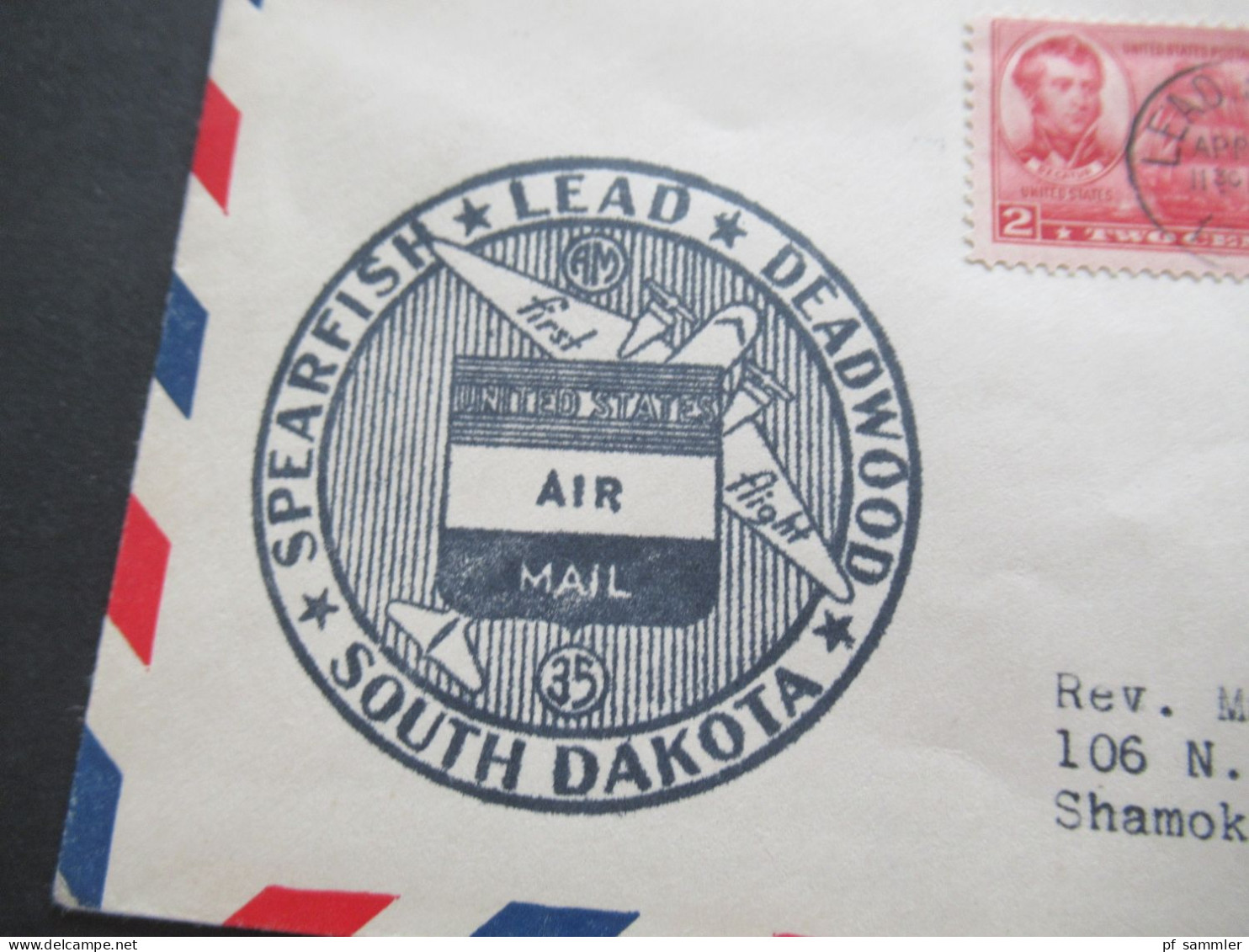 USA 1938 Air Mail US Air Mail First Flight AM 35 Spearfish Lead Deadwood South Dakota - 1c. 1918-1940 Brieven