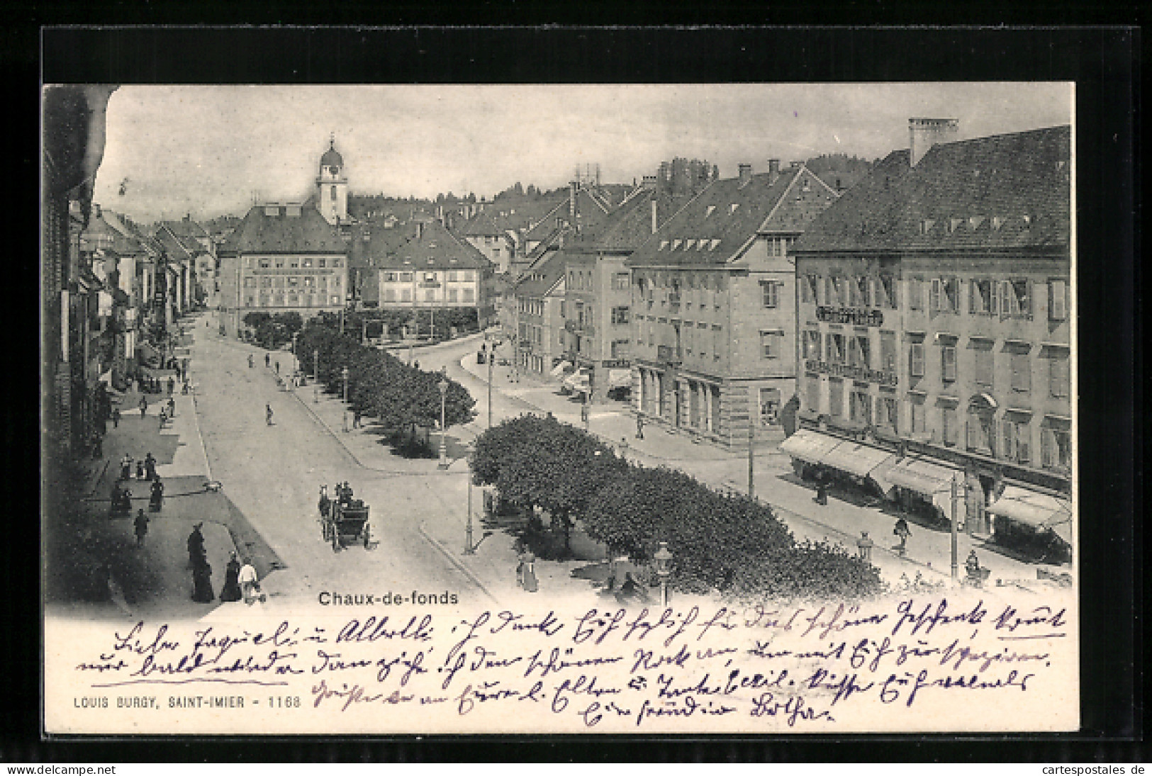 AK Chaux-de-Fonds, Strassenpartie Mit Horlogerie L. Rueff & Frére Aus Der Vogelschau  - Autres & Non Classés