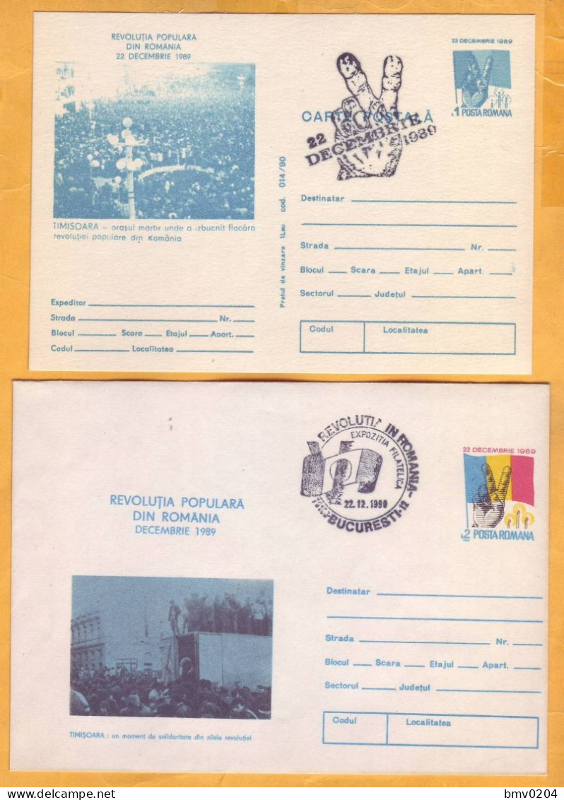 1989 1990 Romania, Revolution, Postcard + Envelope, December 22 - Brieven En Documenten