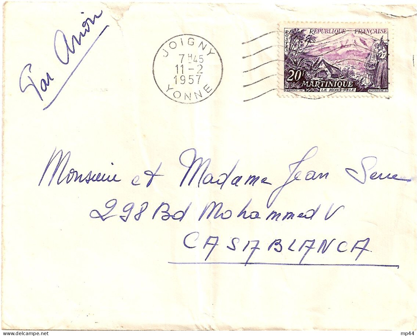 22---20F Martinique---tarif Spécial Pour Le Maroc----1957----Secap Joigny Yonne - 1921-1960: Moderne