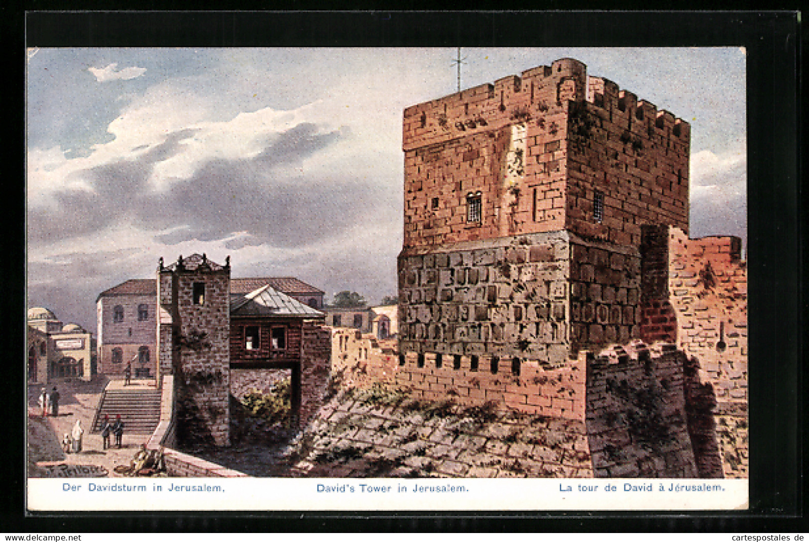 Künstler-AK Friedrich Perlberg: Jerusalem, La Tour De David  - Perlberg, F.