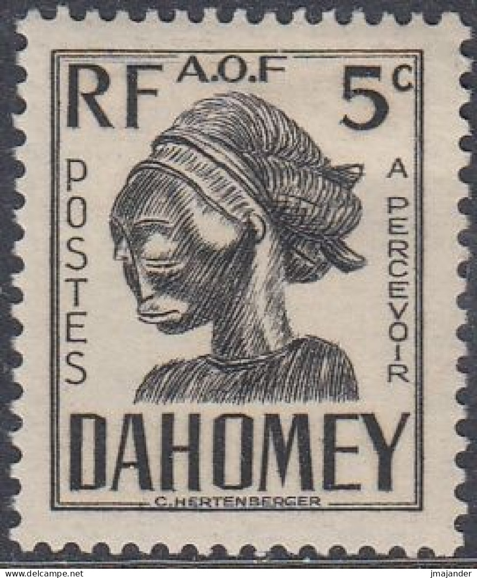 Dahomey 1941 - Postage Due Stamp: Native Woman's Head - Mi 19 * MH [1869] - Nuevos