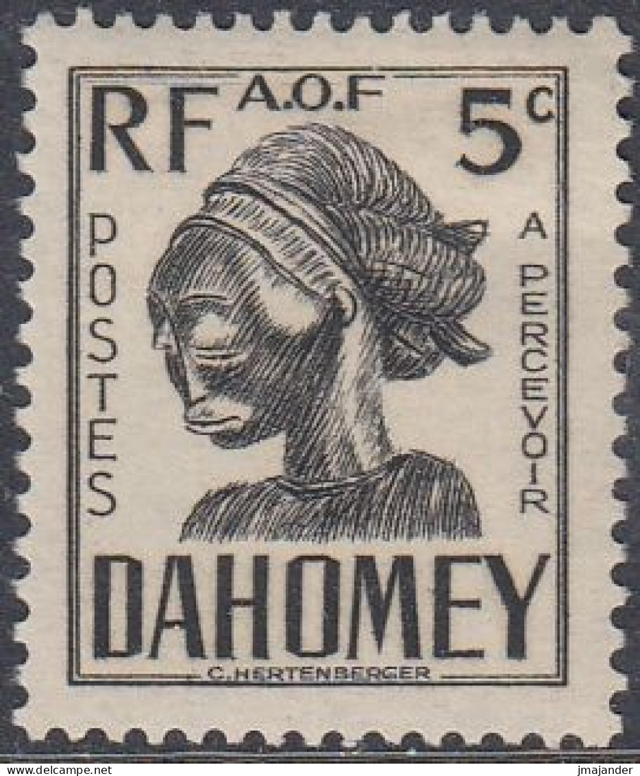 Dahomey 1941 - Postage Due Stamp: Native Woman's Head - Mi 19 * MH [1869] - Unused Stamps