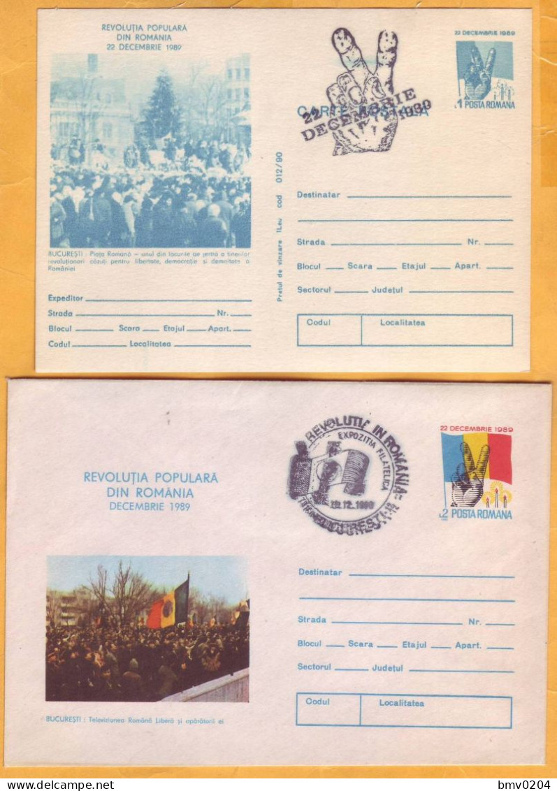 1989 1990 Romania, Revolution, Postcard + Envelope, December 22 - Covers & Documents