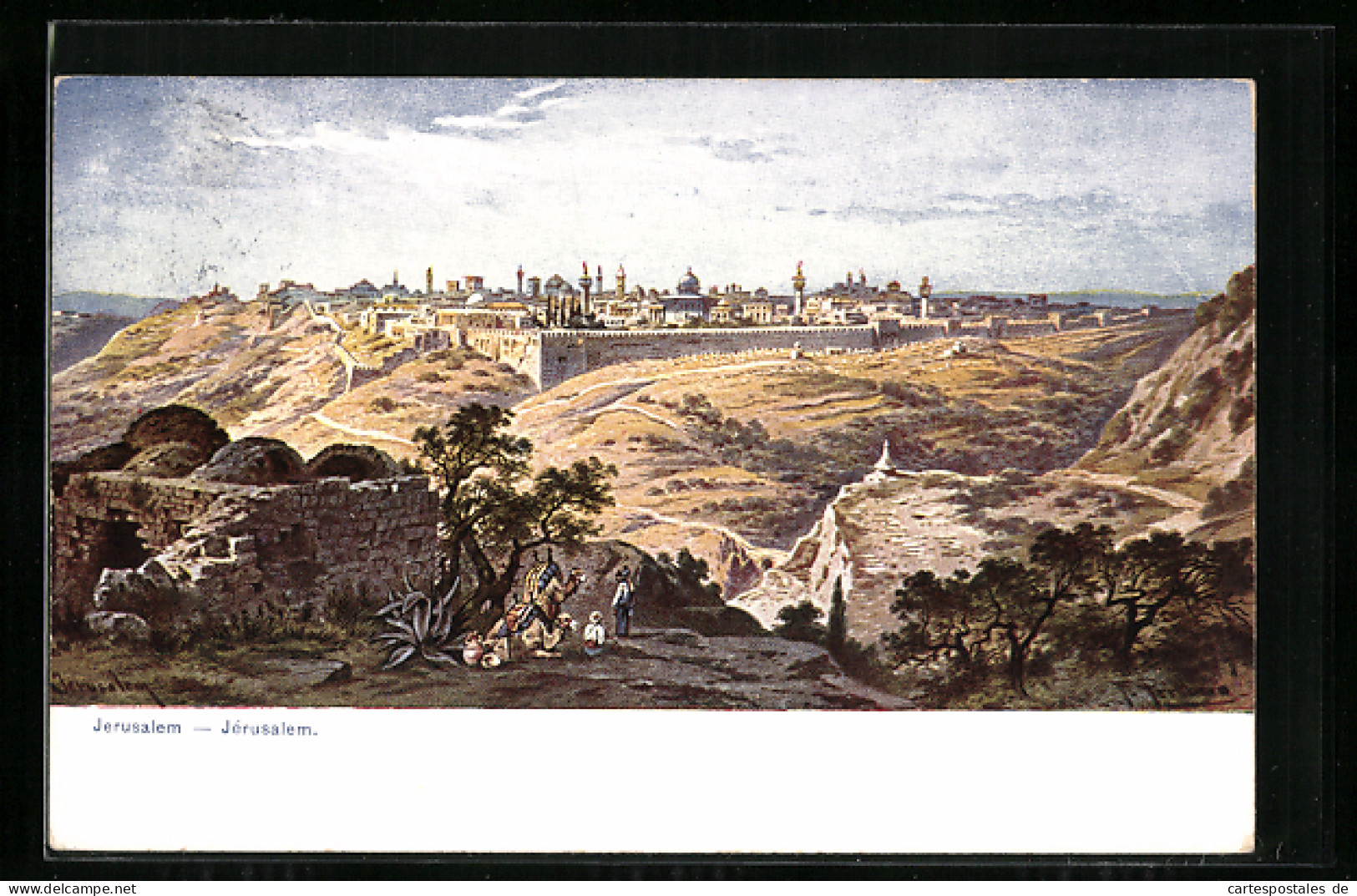Künstler-AK Friedrich Perlberg: Jerusalem, Panoramansicht Der Stadt  - Perlberg, F.