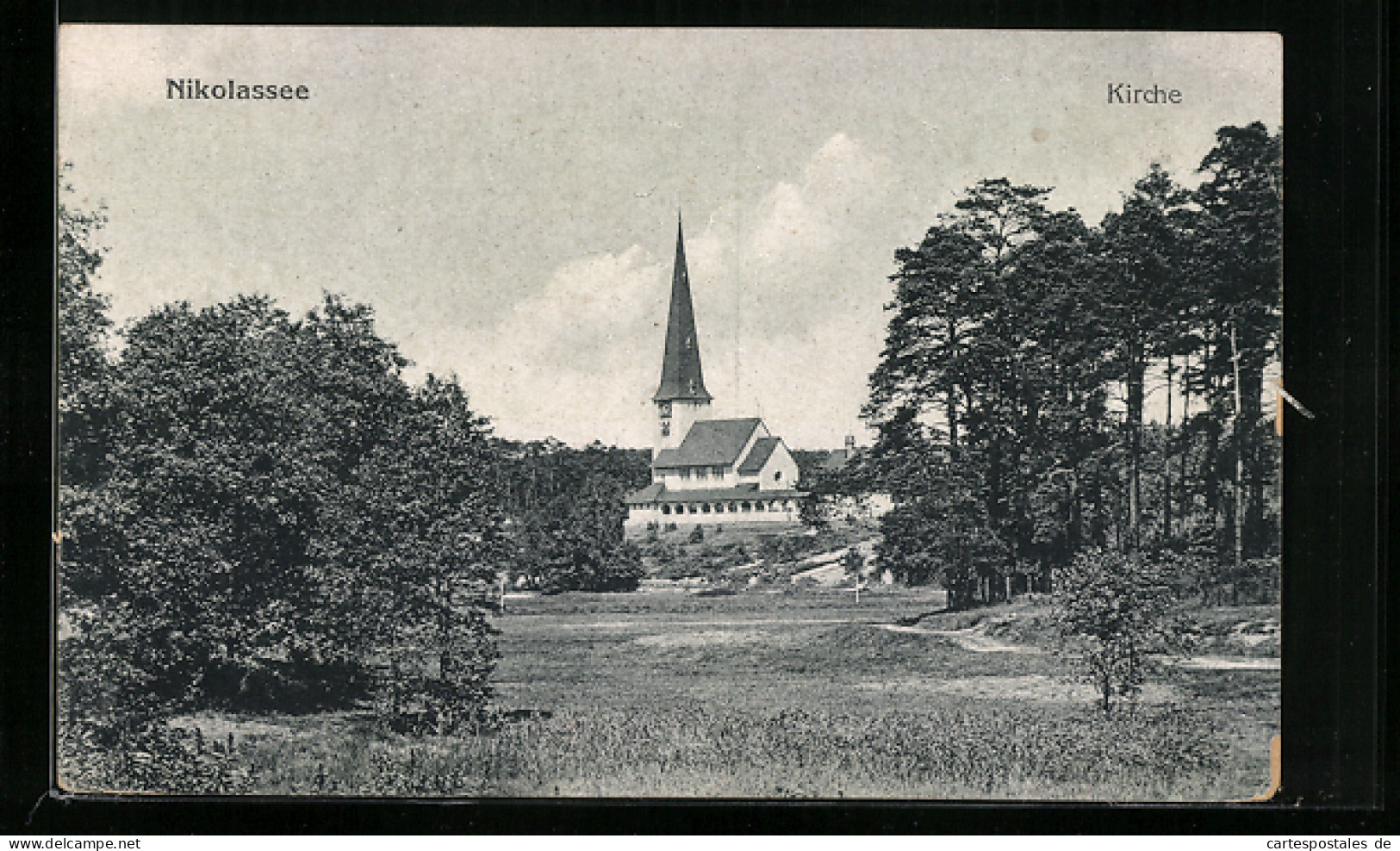 AK Berlin-Nikolassee, Blick Zur Kirche  - Zehlendorf