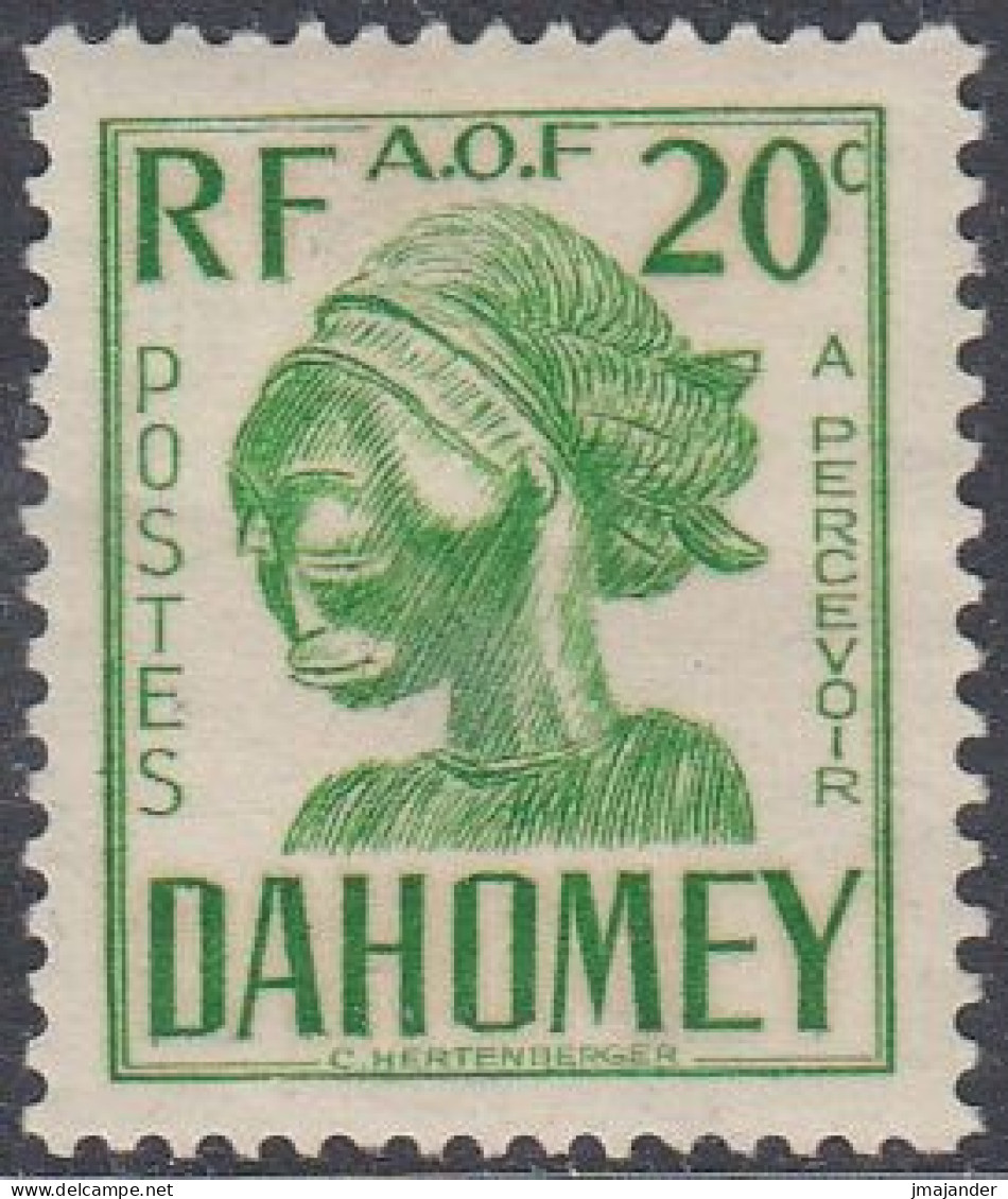 Dahomey 1941 - Postage Due Stamp: Native Woman's Head - Mi 22 * MH [1870] - Ungebraucht