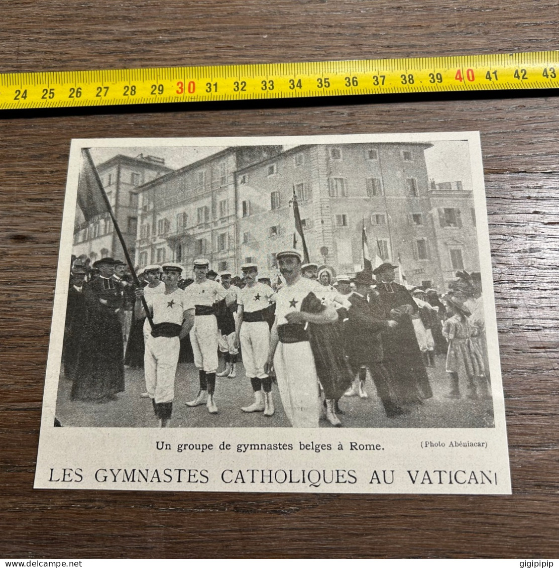 1908 PATI LES GYMNASTES CATHOLIQUES AU VATICAN Groupe De Gymnastes Belges à Rome. - Verzamelingen