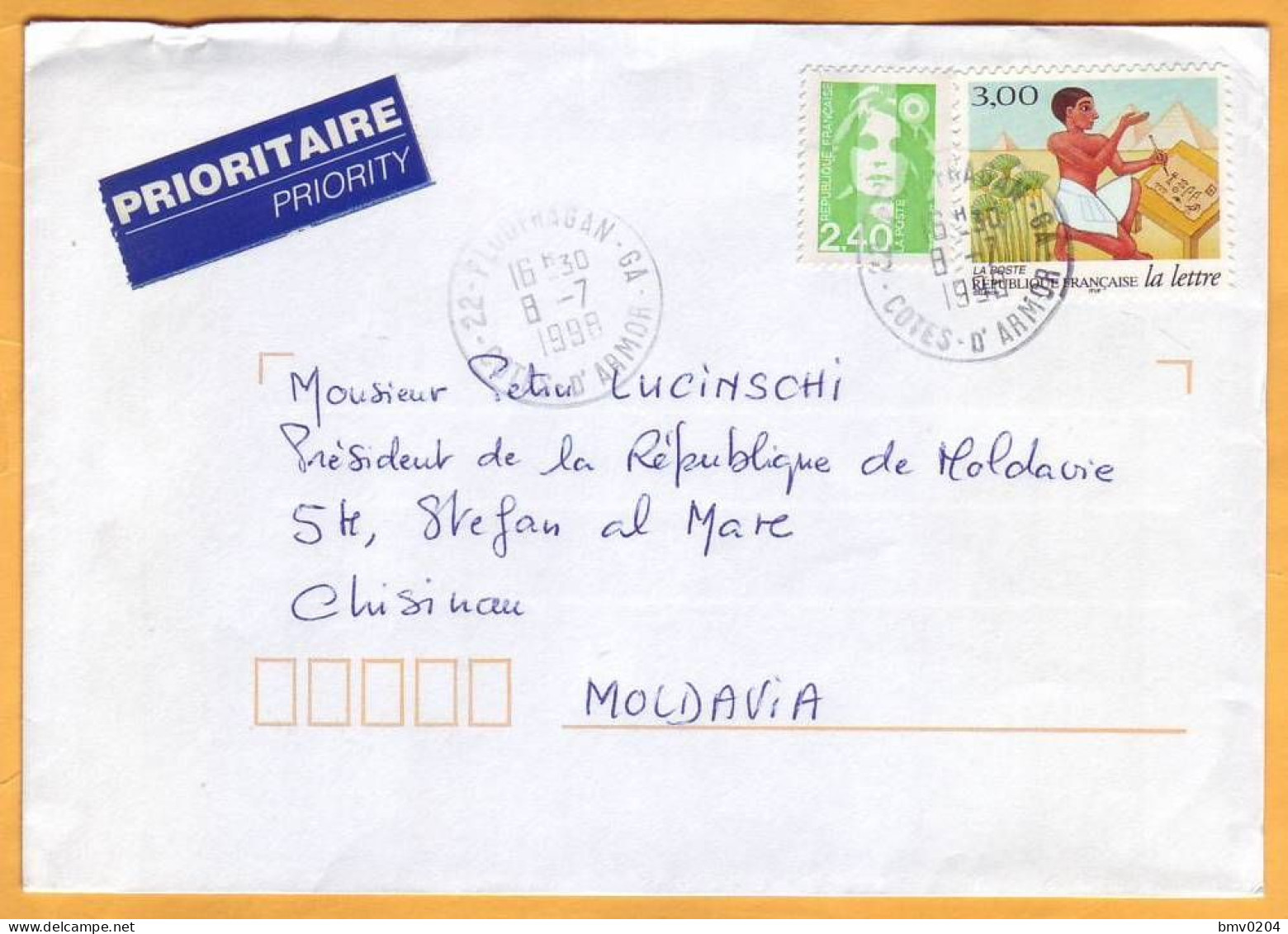 1998 France - Moldova Moldavie  Business Letter. President Petru Lucinschi Used. - Covers & Documents