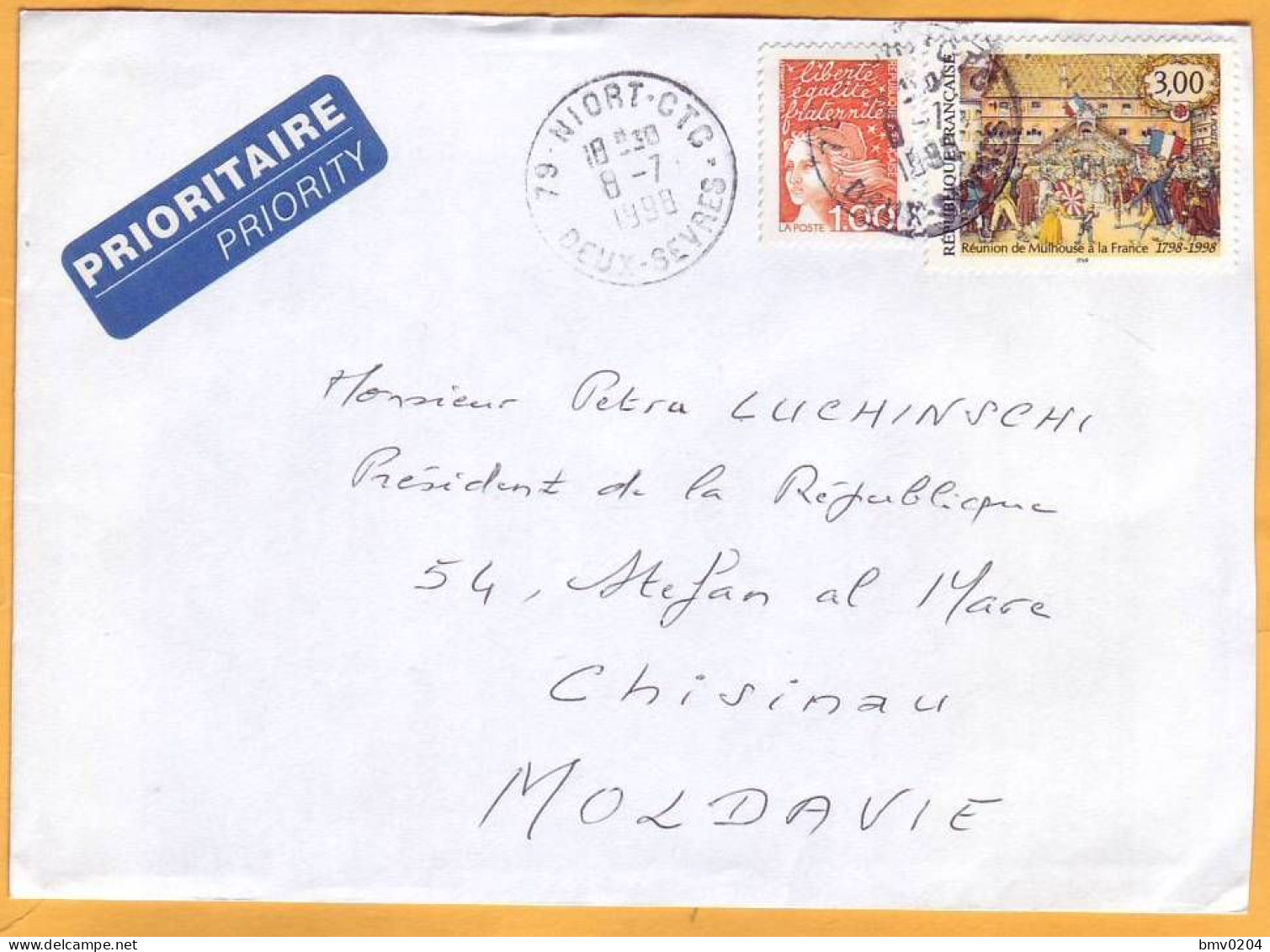 1998 France - Moldova Moldavie  Business Letter. President Petru Lucinschi Used. - Covers & Documents