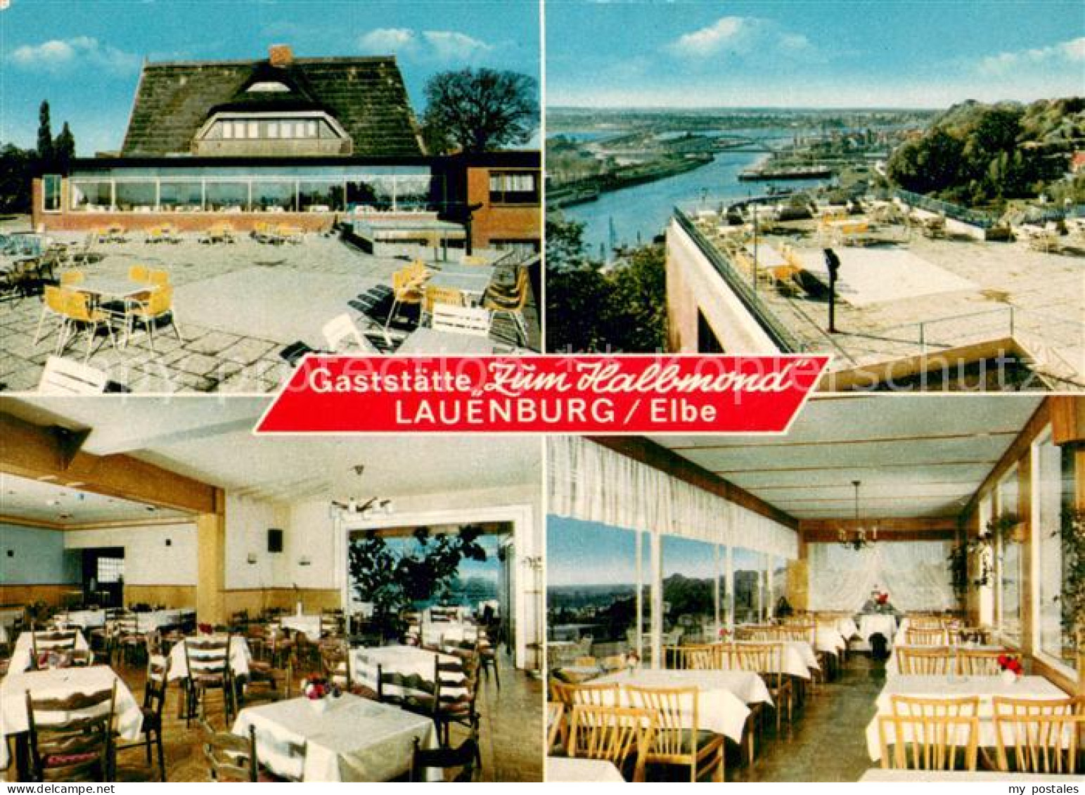 73654222 Lauenburg Elbe Hotel Gaststaette Zum Halbmond Restaurant Panorama Blick - Lauenburg