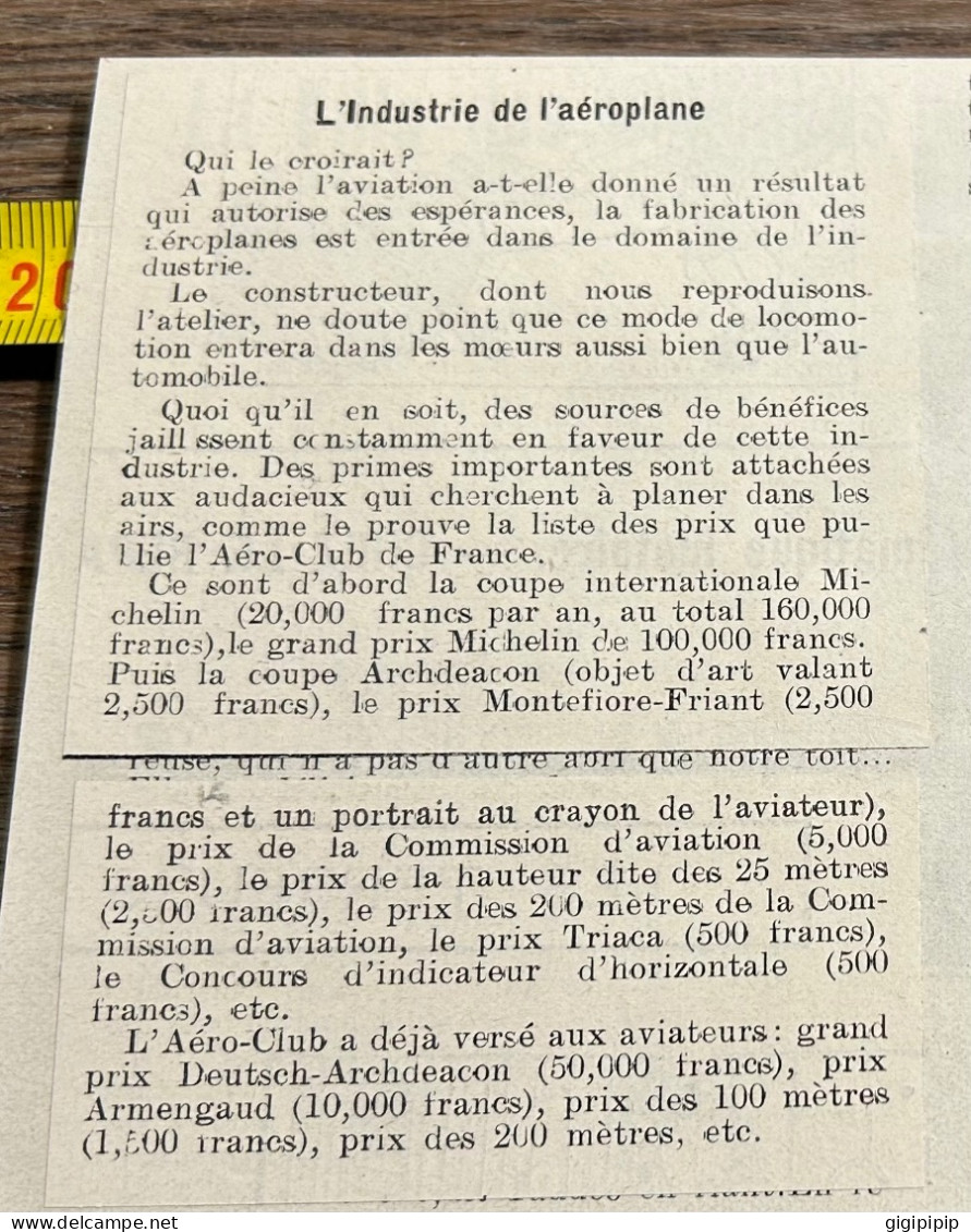 1908 PATI INDUSTRIE NOUVELLE. -- UNE FABRIQUE D'AEROPLANES EN FRANCE Atelier - Verzamelingen