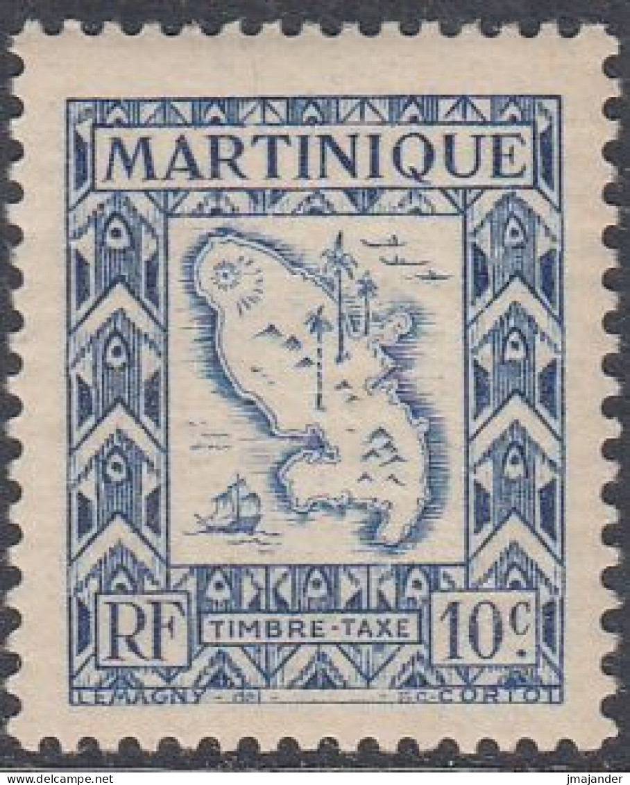 Martinique 1947 - Postage Due Stamp: Map Of Martinique - Mi 27* MLH [1872] (see Scan) - Ongebruikt