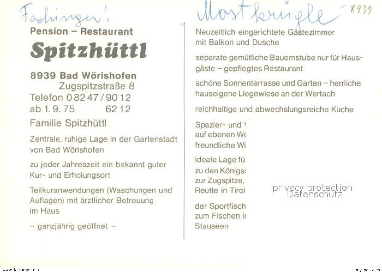 73654200 Bad Woerishofen Pension Restaurant Spitzhuettl Bad Woerishofen - Bad Woerishofen