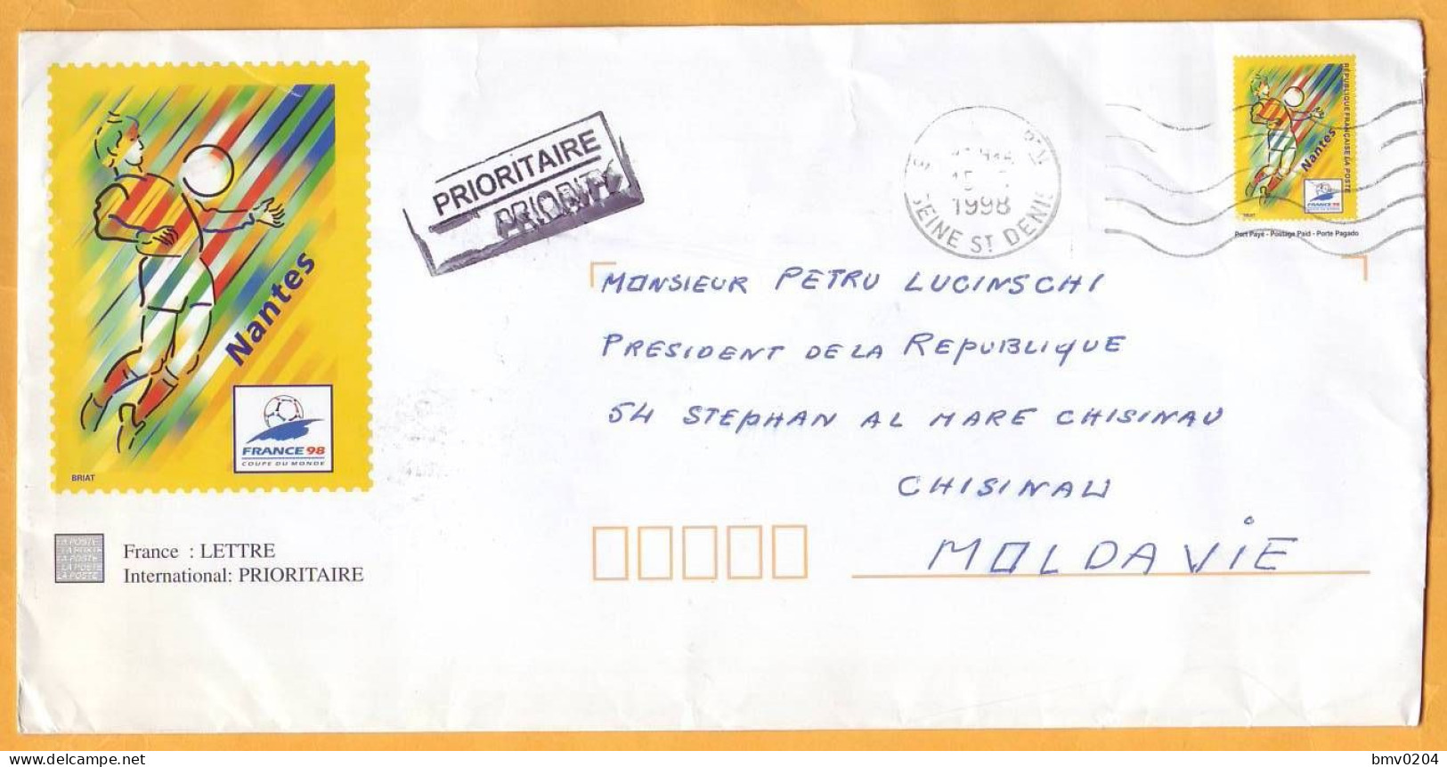 1998 France - Moldova Moldavie  Business Letter. President Petru Lucinschi. - Cartas & Documentos