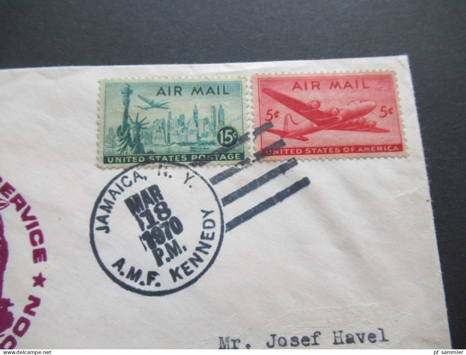USA 1970 Air Mail US Air Mail First Flight TWA 747 Ervice New York - London In Die Tschechoslowakei CSSR - 3c. 1961-... Briefe U. Dokumente