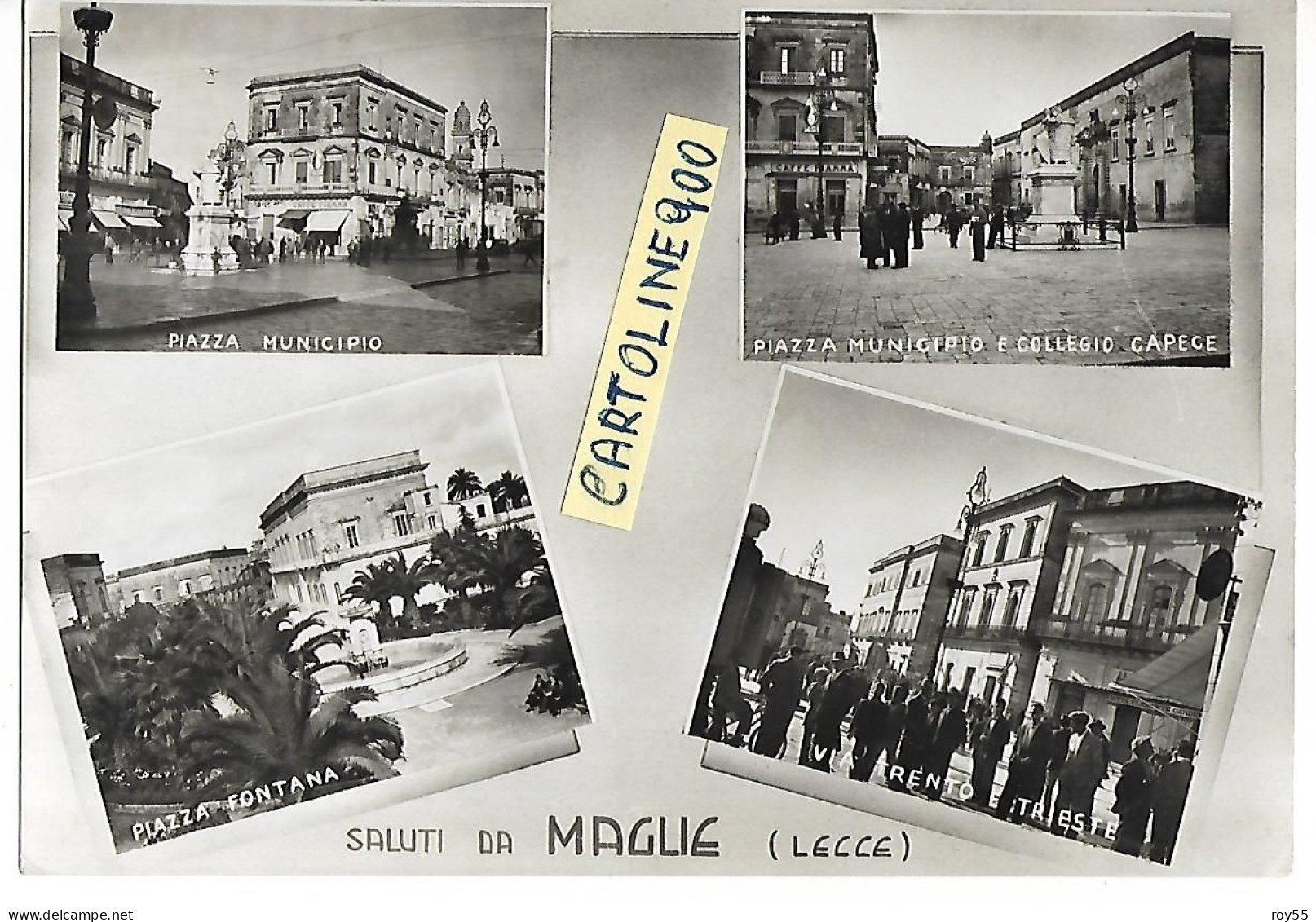 Puglia-lecce-maglie Veduta Vedutine Animate Saluti Da Maglie Anni 50 - Other & Unclassified