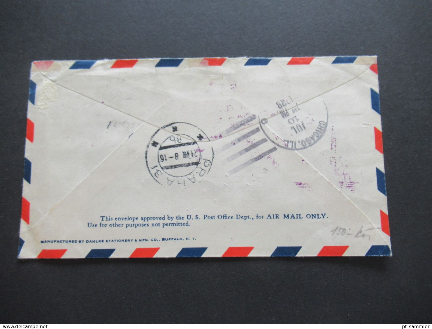 USA 1928 Via Air Mail US Air Mail First Flight Lincoln Nebr. CAM 18 Chicago - San Francisco Nach Prag CSR Gesendet - 1c. 1918-1940 Lettres