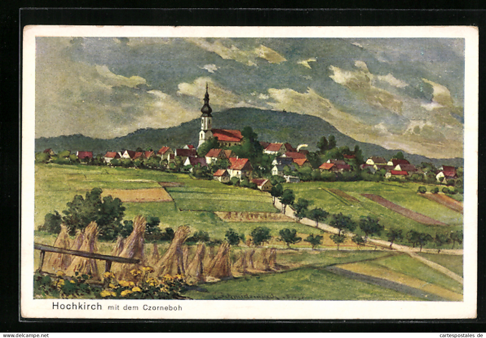 AK Hochkirch, Teilansicht Mit Kirche Und Dem Czorneboh  - Hochkirch